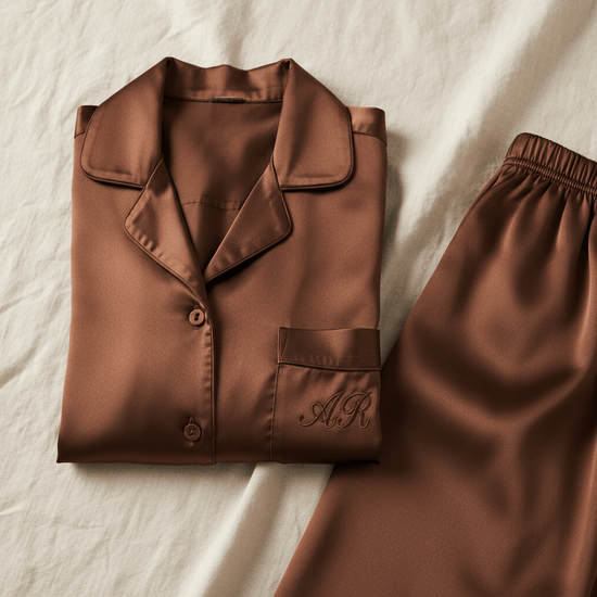 The Personalised Satin Set with embroidered initials  The  Personalised Satin  Setset